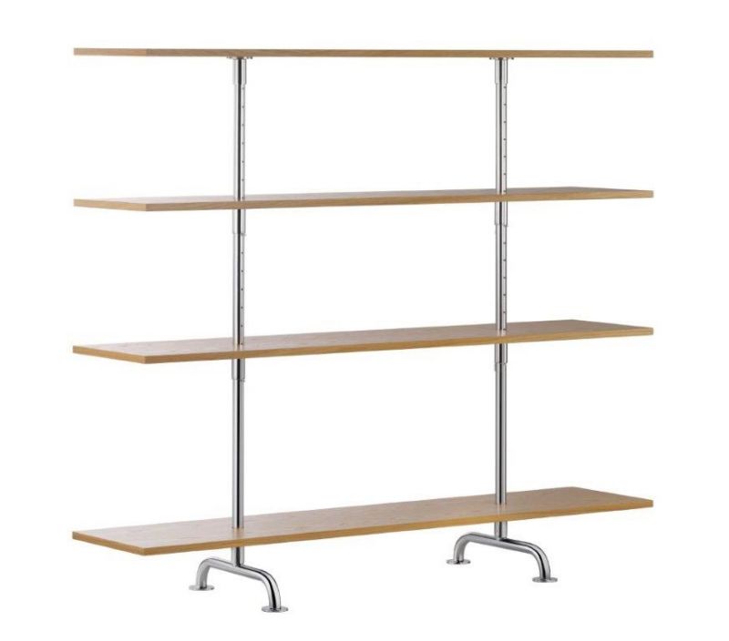 S44 Breuer Regal von Tecta mit vier Regalböden und verchromtem Gestell.